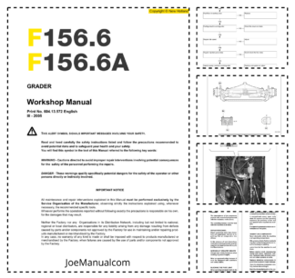 New Holland F156.6 F156.6A Grader Workshop Manual v3-2005