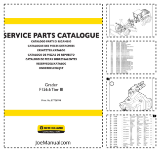 New Holland F156.6 Tier III Grader Parts Catalog