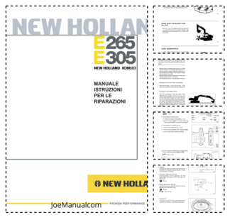 New Holland Kobelco E265 E305 Excavator Workshop Service Manual IT