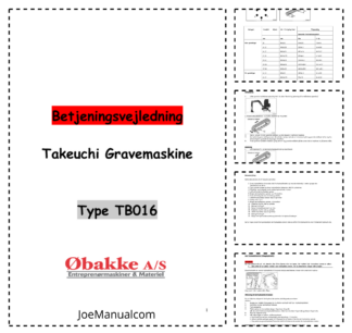 Takeuchi TB016 Excavator Operators Manual DA