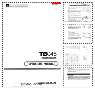 Takeuchi TB045 Excavator Operators Manual