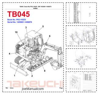 Takeuchi TB045 Excavator Parts Catalog SN 1455001-1456876