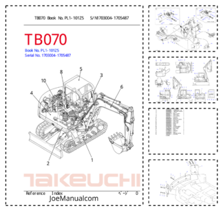Takeuchi TB070 Excavator Parts Catalog SN 1703004-1705487