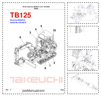 Takeuchi TB125 Excavator Parts Catalog SN 12510009 and UP