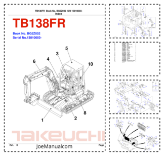 Takeuchi TB138FR Excavator Parts Catalog SN 13810003 and UP