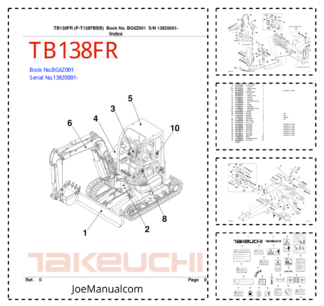 Takeuchi TB138FR Excavator Parts Catalog SN 13820001 and UP