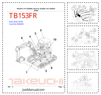 Takeuchi TB153FR Excavator Parts Catalog SN 15830001 and UP