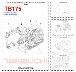 Takeuchi TB175 Excavator Parts Catalog SN 17510003 and UP BL3Z011