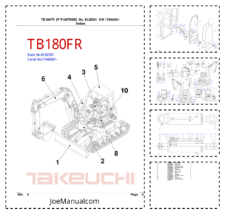Takeuchi TB180FR Excavator Parts Catalog SN 17840001 and UP