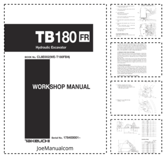 Takeuchi TB180FR Excavator Workshop Manual SN 178400001 and UP