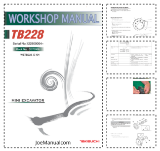 Takeuchi TB228 Excavator Workshop Manual SN 122800004 and UP
