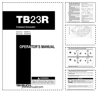 Takeuchi TB23R Excavator Operators Manual SN 12300513 nad UP