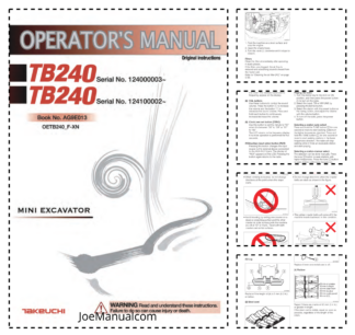 Takeuchi TB240 Excavator Operators Manual SN 124000003 124100002 and UP