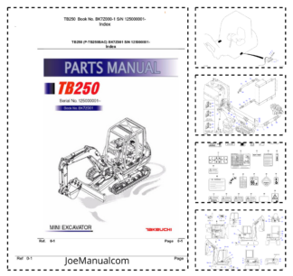 Takeuchi TB250 Excavator Parts Catalog SN 125000001 and UP