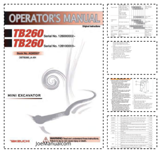 Takeuchi TB260 Mini Excavator Operators Manual