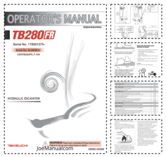 Takeuchi TB280FR Excavator Operators Manual SN 178501375 and UP