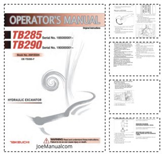 Takeuchi TB285 TB290 Excavator Operators Manual