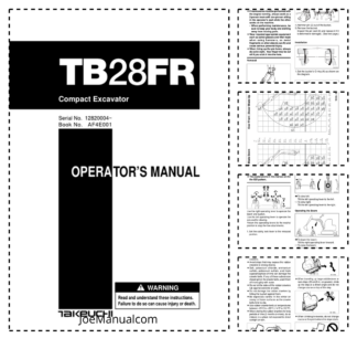 Takeuchi TB28FR Excavator Operators Manual SN 12820004 and UP