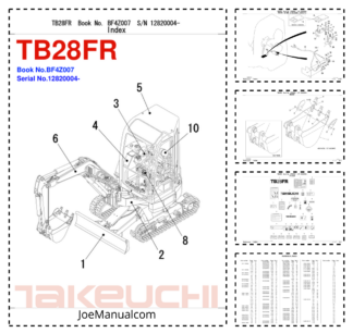 Takeuchi TB28FR Excavator Parts Catalog SN 12820004 and UP