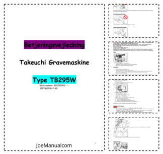 Takeuchi TB295W Excavator Operators Manual SN 190100003 and UP NO