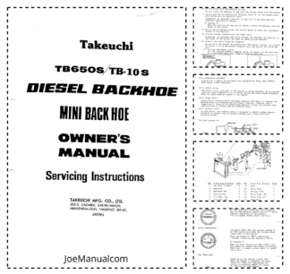 Takeuchi  TB650S TB10S Excavator Operators Manual