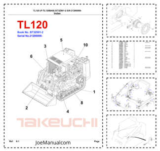Takeuchi TL120 Track Loader Parts Catalog SN 21200008 and UP