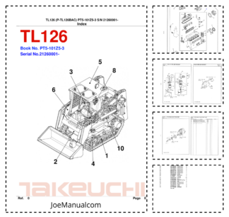 Takeuchi TL126 Track Loader Parts Catalog SN 21230001 and UP