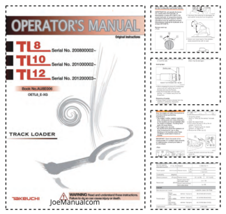Takeuchi TL8 TL10 TL12 Excavator Operators Manual