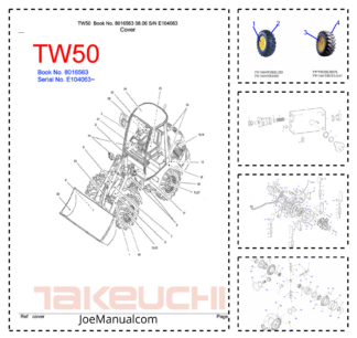 Takeuchi TW50 Wheel Loader Parts Catalog SN E104063 and UP