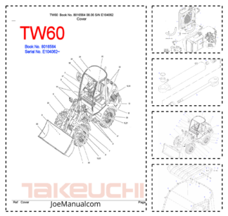 Takeuchi TW60 Wheel Loader Parts Catalog SN E104062 and UP