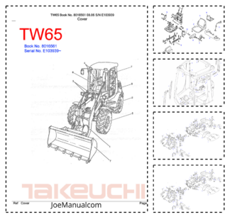 Takeuchi TW65 Wheel Loader Parts Catalog SN E103939 and UP