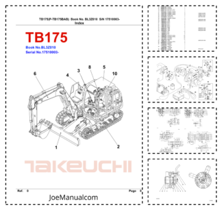 Takeuchi TB175 Excavator Parts Catalog SN 17510003 and UP