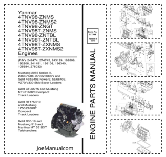 Yanmar GEHL Mustang 4TNV98 Series Engine Parts Catalog