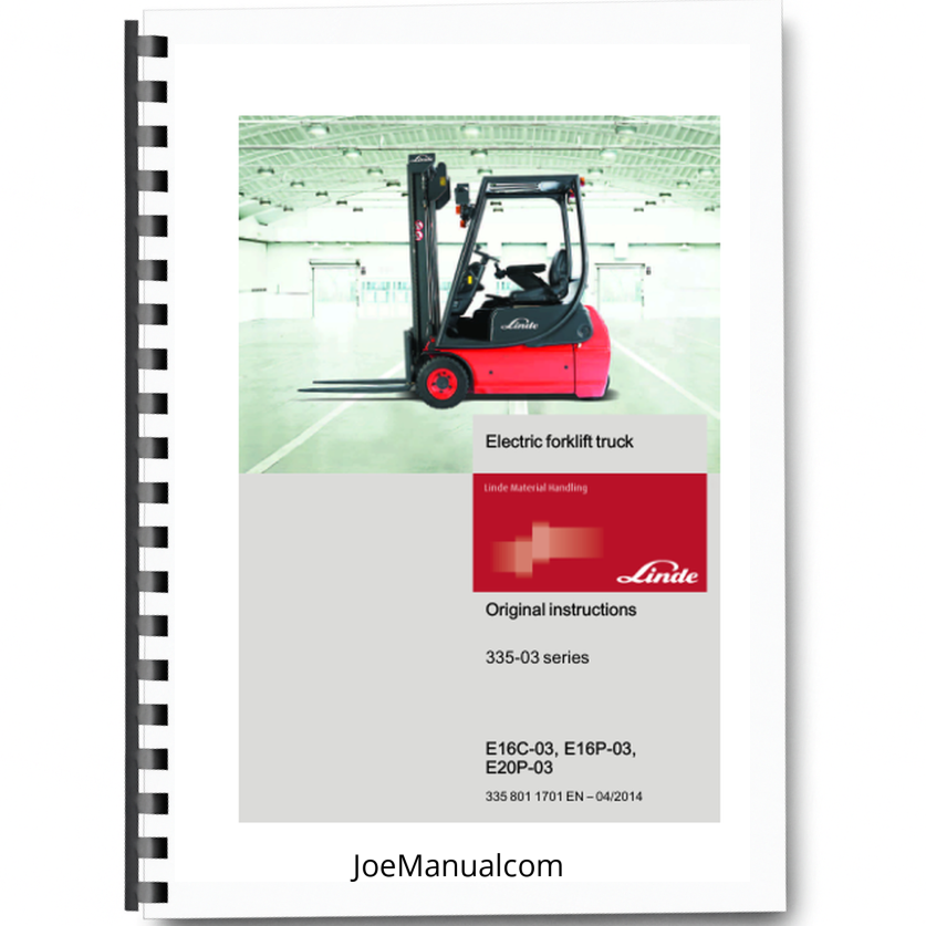 Linde E16C-03 E16P-03 E20P-03 Series 335-03 Forklift Operators Manual Printed Book