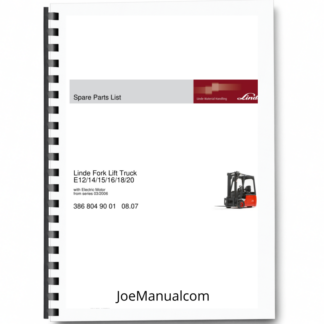 Linde E12 E14 E15 E16 E18 E20 Forklift Parts Catalog from series 03-2006 08.07 Printed Book