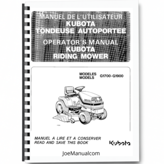 Kubota G1700 G1900 Mower Operators Manual Printed Book