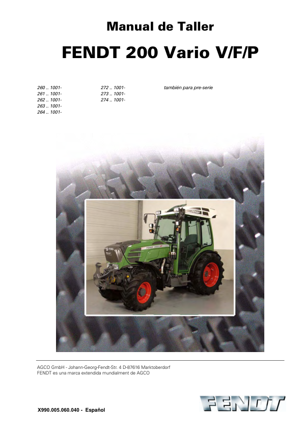 Fendt 200 Vario V F P Tractor Workshop Manual ES - Image 2
