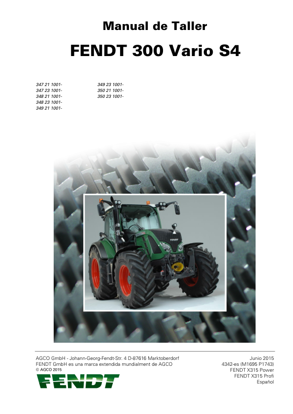 Fendt 300 Vario S4 Tractor Workshop Manual 2015 ES - Image 2