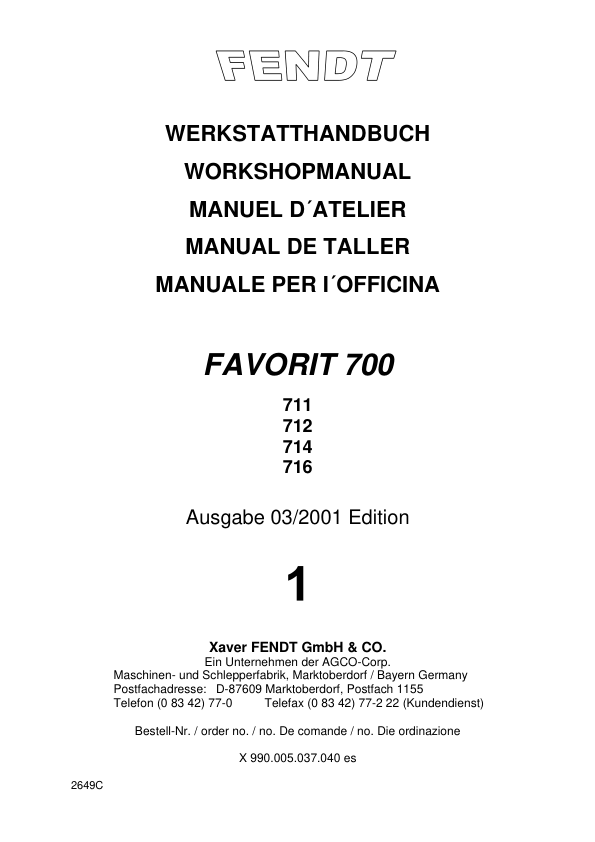 Fendt 700 Favorit COM I Tractor Workshop Manual ES - Image 2