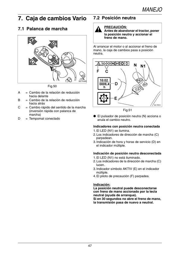 Fendt 712 714 716 718 Vario Tractor Operators Manual ES - Image 19