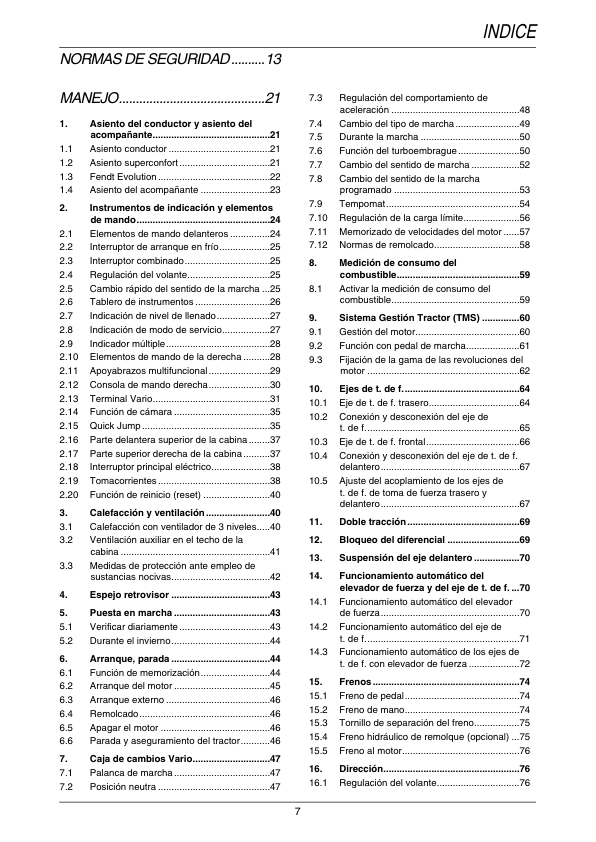 Fendt 712 714 716 718 Vario Tractor Operators Manual ES - Image 11