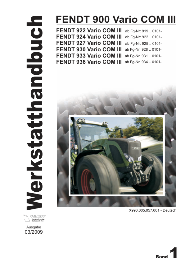 Fendt 900 Vario COM III Tractor Workshop Manual 2009 - Image 2