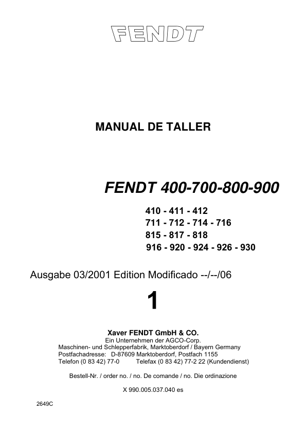 Fendt Favorit 400 700 800 900 COM I Tractor Workshop Manual ES - Image 6