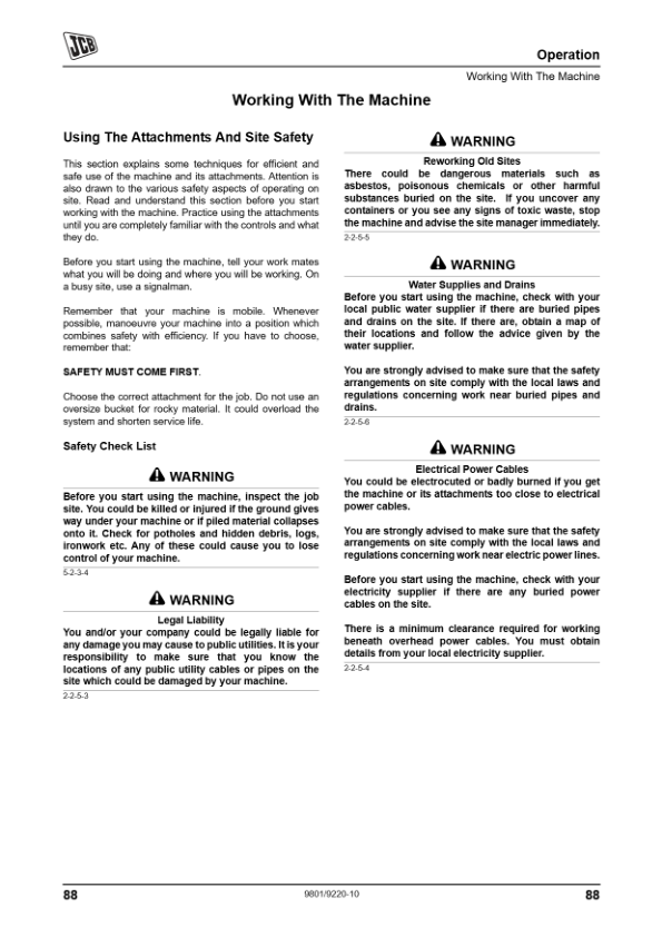 JCB 3CX 4CX Precision Control Backhoe Loader Operators Manual 9801/9220-10 - Image 14