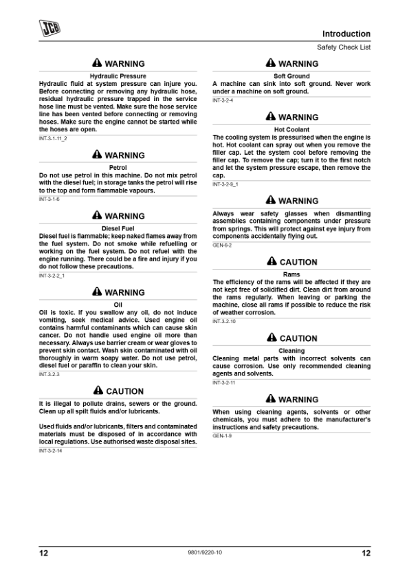 JCB 3CX 4CX Precision Control Backhoe Loader Operators Manual 9801/9220-10 - Image 9
