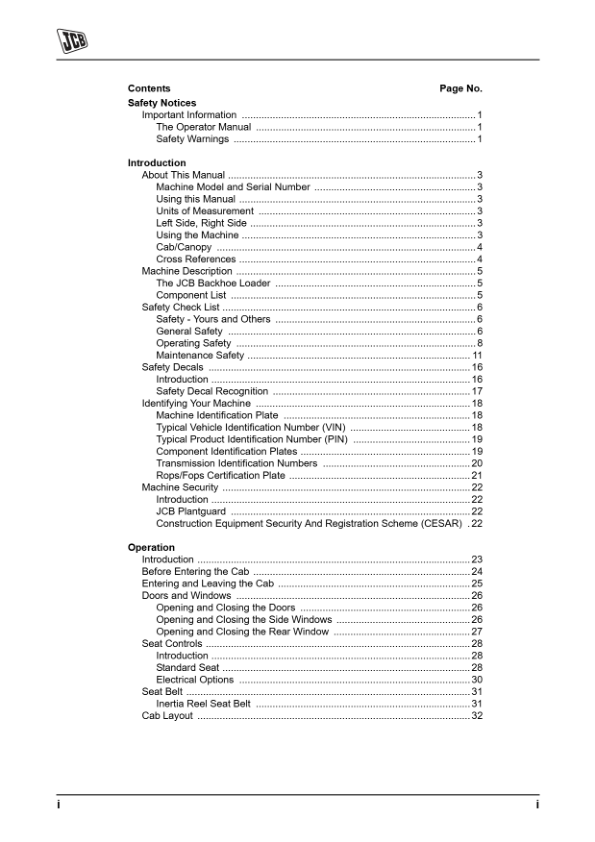 JCB 3CX 4CX Precision Control Backhoe Loader Operators Manual 9801/9220-10 - Image 3