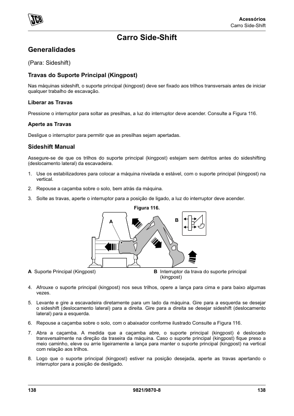 JCB 3CX Backhoe Loader Operators Manual 9821-9870-8 PT - Image 11