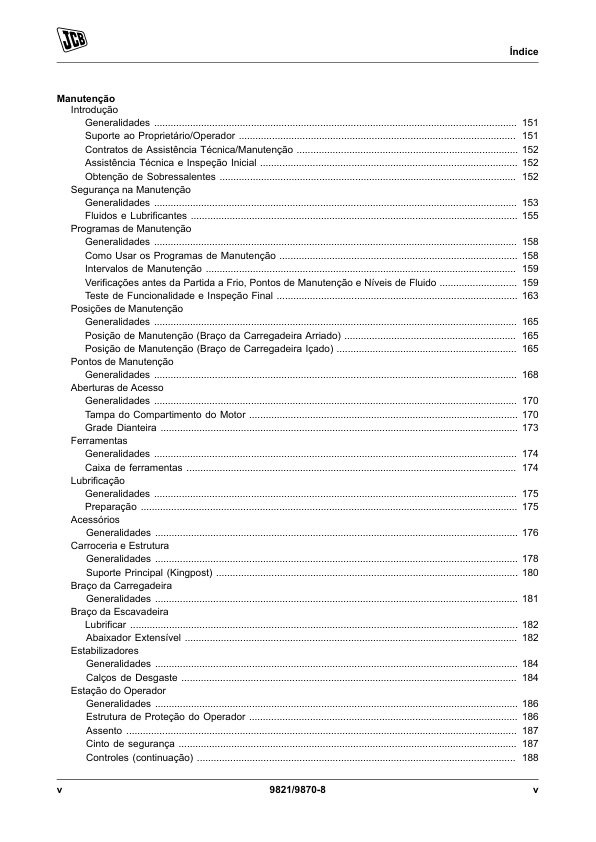 JCB 3CX Backhoe Loader Operators Manual 9821-9870-8 PT - Image 9