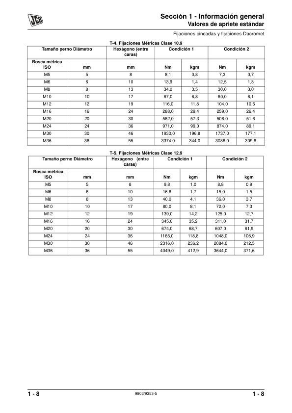 JCB 8014 8016 8018 8020 Excavator Service Manual 9803-9353-5 ES - Image 6