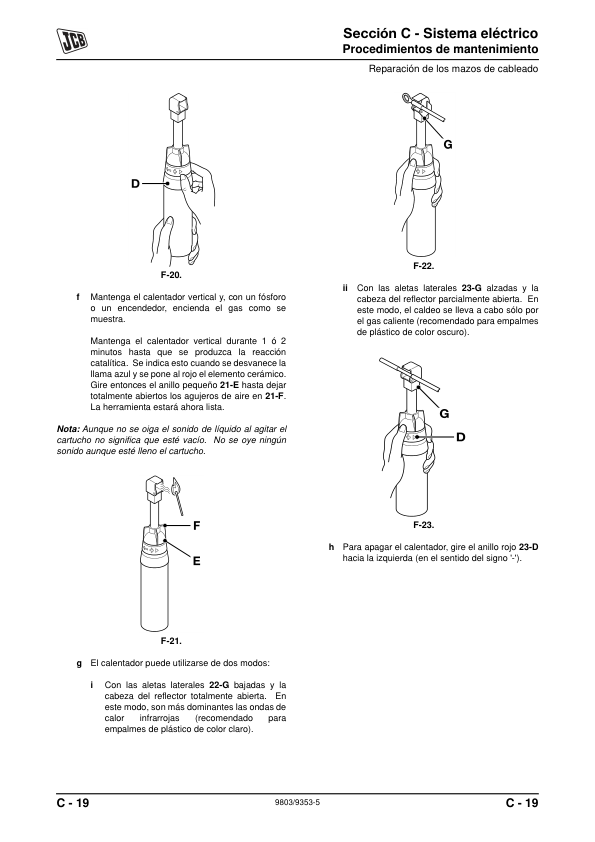JCB 8014 8016 8018 8020 Excavator Service Manual 9803-9353-5 ES - Image 10
